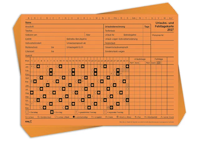 rnk-urlaubs-und-fehltagekarten-2027-orange-10-st-ck-grafisch image 1