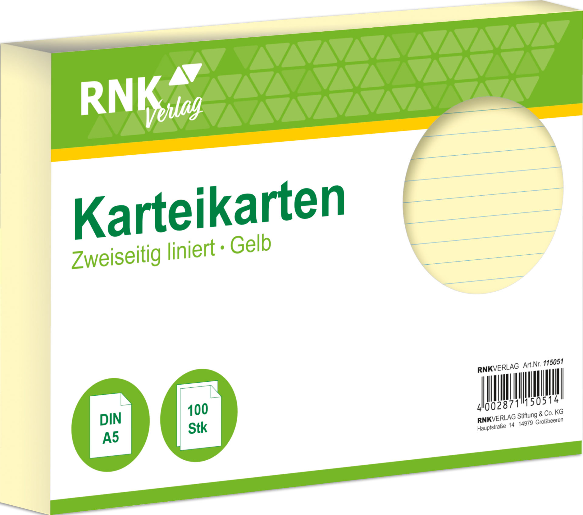 rnk-karteikarten-din-a5-gelb-liniert-100-st-ck image 1