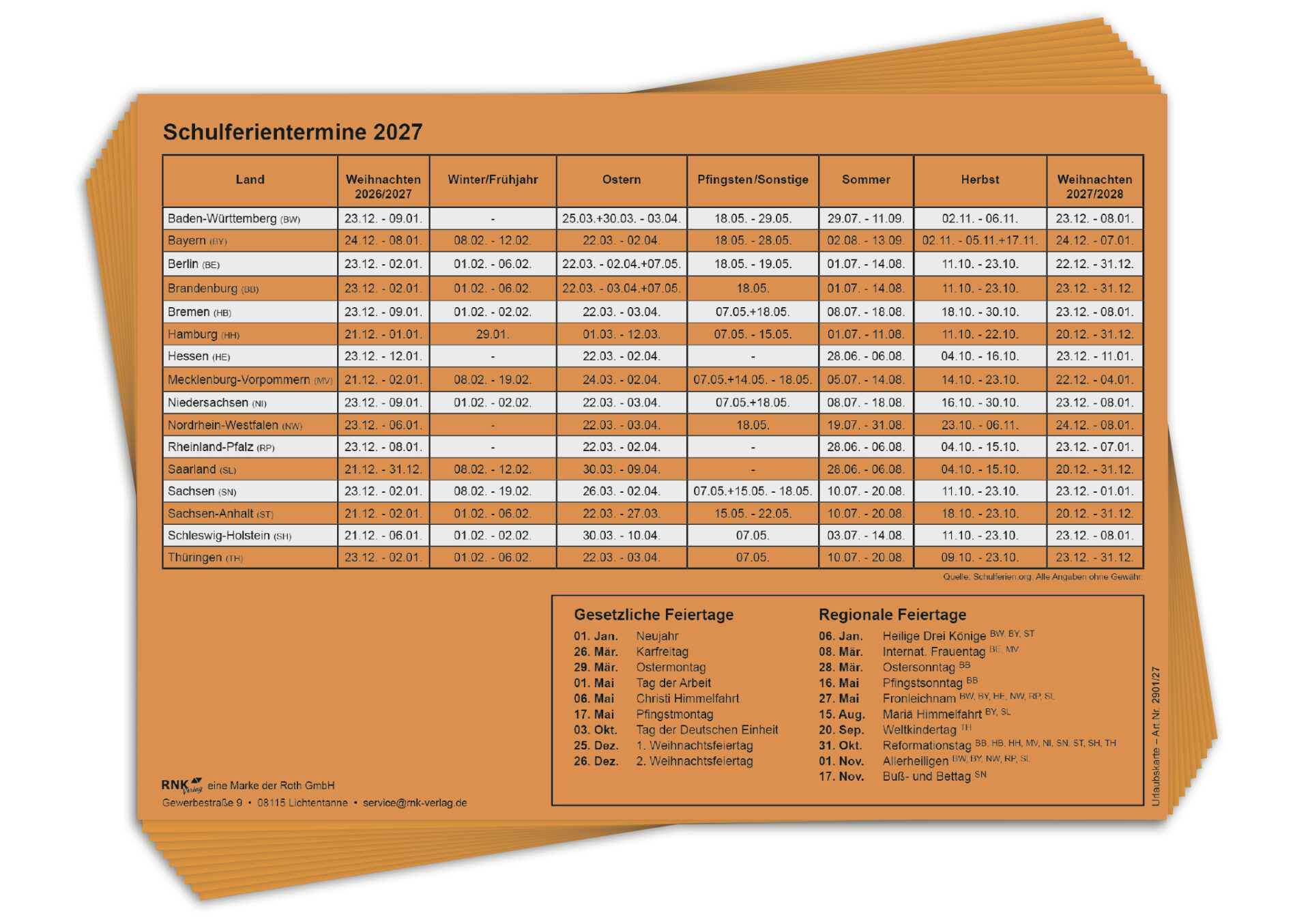 rnk-urlaubs-und-fehltagekarten-2027-orange-10-st-ck image 2