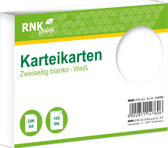 rnk-karteikarten-a6-blanko-wei-100-st-ck image 1