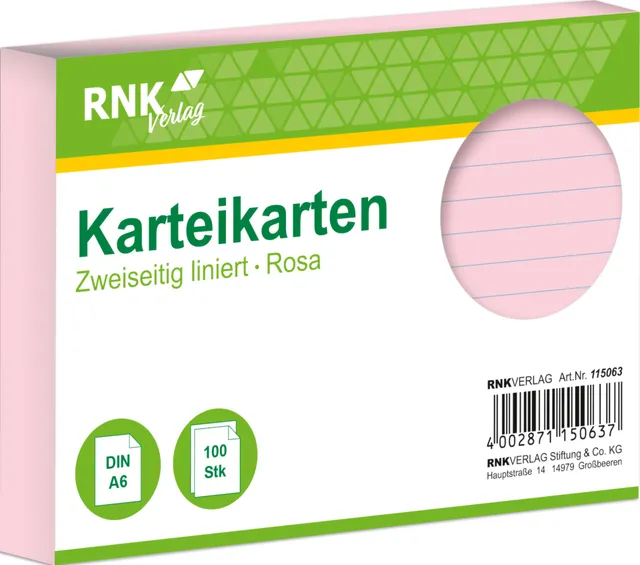 rnk-karteikarten-din-a6-rosa-liniert-100-st-ck image 1