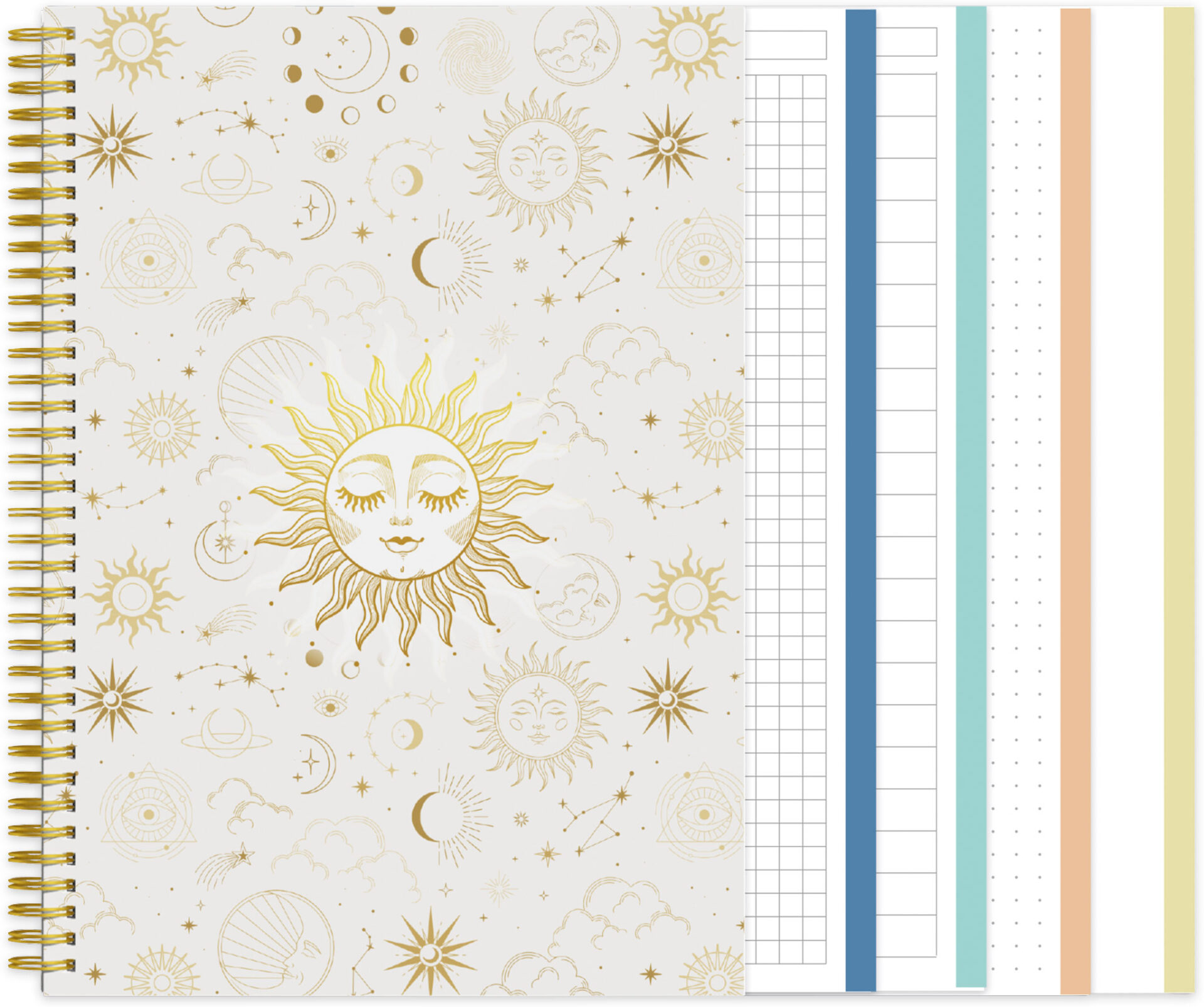 rnk-sun-spiral-notizbuch-din-a5-4-in-1-linaturen image 1