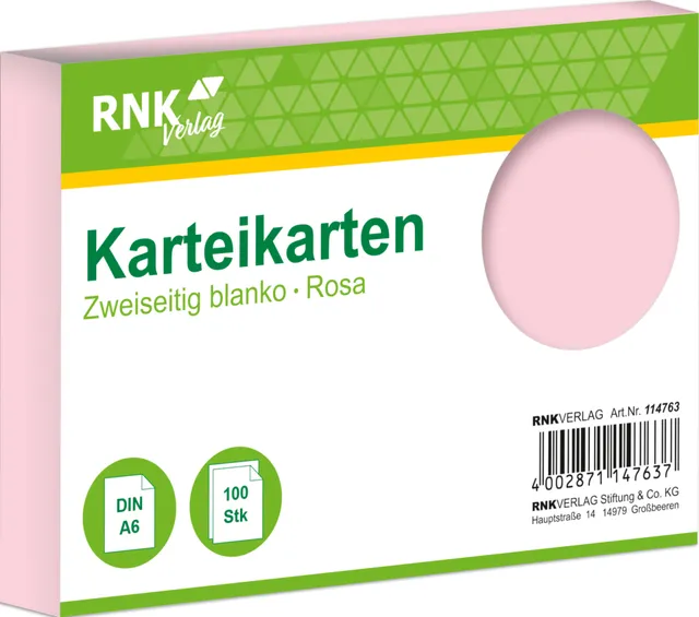 rnk-karteikarten-din-a6-rosa-blanko-100-st-ck image 1