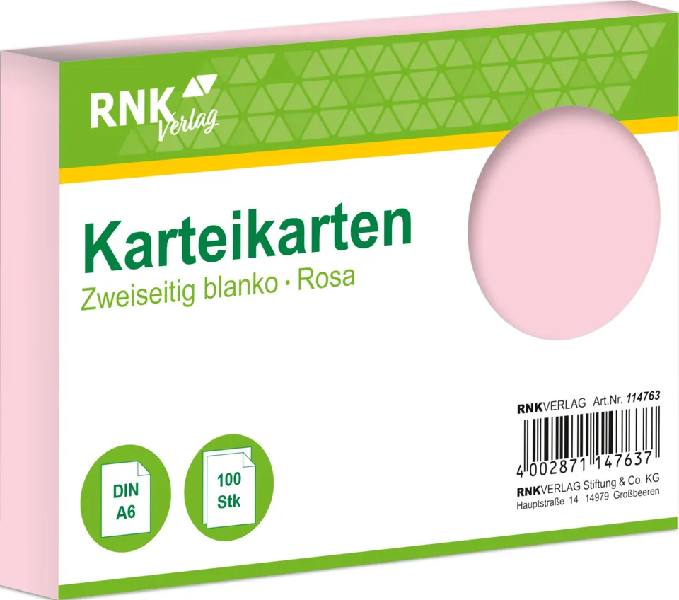 rnk-karteikarten-din-a6-rosa-blanko-100-st-ck image 1