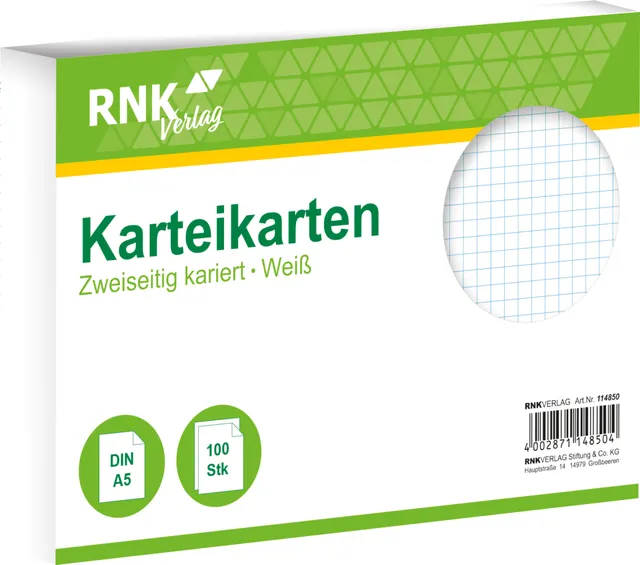 rnk-karteikarten-din-a5-kariert-wei-100-st-ck image 1