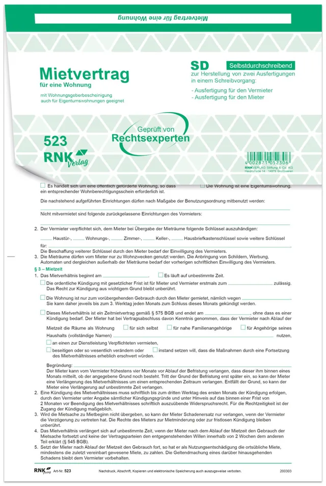 rnk-universal-mietvertrag-wohnung-selbstdurchschreibend-bescheinigung image 1