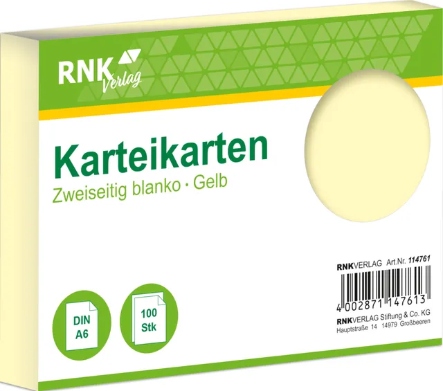 rnk-karteikarten-a6-gelb-blanko-100-st-ck-pastell image 1