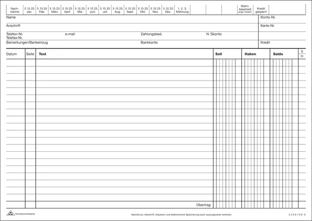 rnk-kontokorrentkarten-din-a5-100-st-ck-soll-haben-saldo image 1