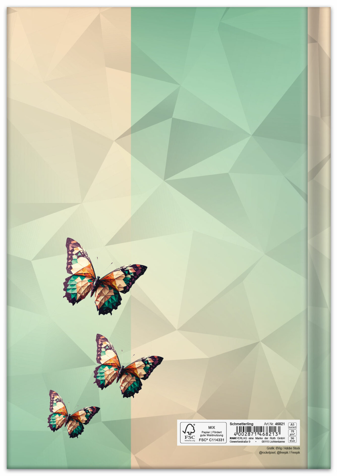rnk-notizbuch-schmetterling-din-a5-kariert-hardcover-96-blatt image 2
