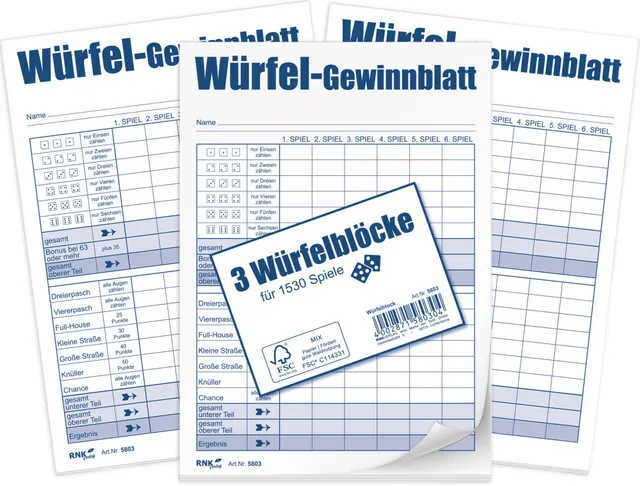 rnk-w-rfelspiel-gewinnblatt-din-a6-3x85-blatt-f-r-1530-spiele image 1
