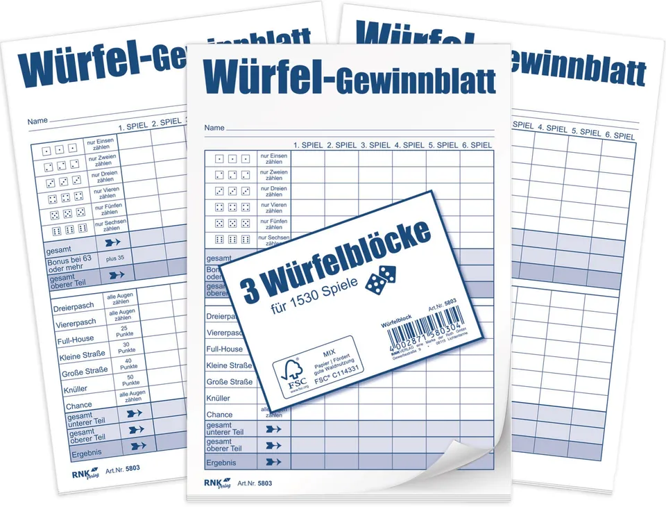 rnk-w-rfelspiel-gewinnblatt-din-a6-3x85-blatt-f-r-1530-spiele image 1