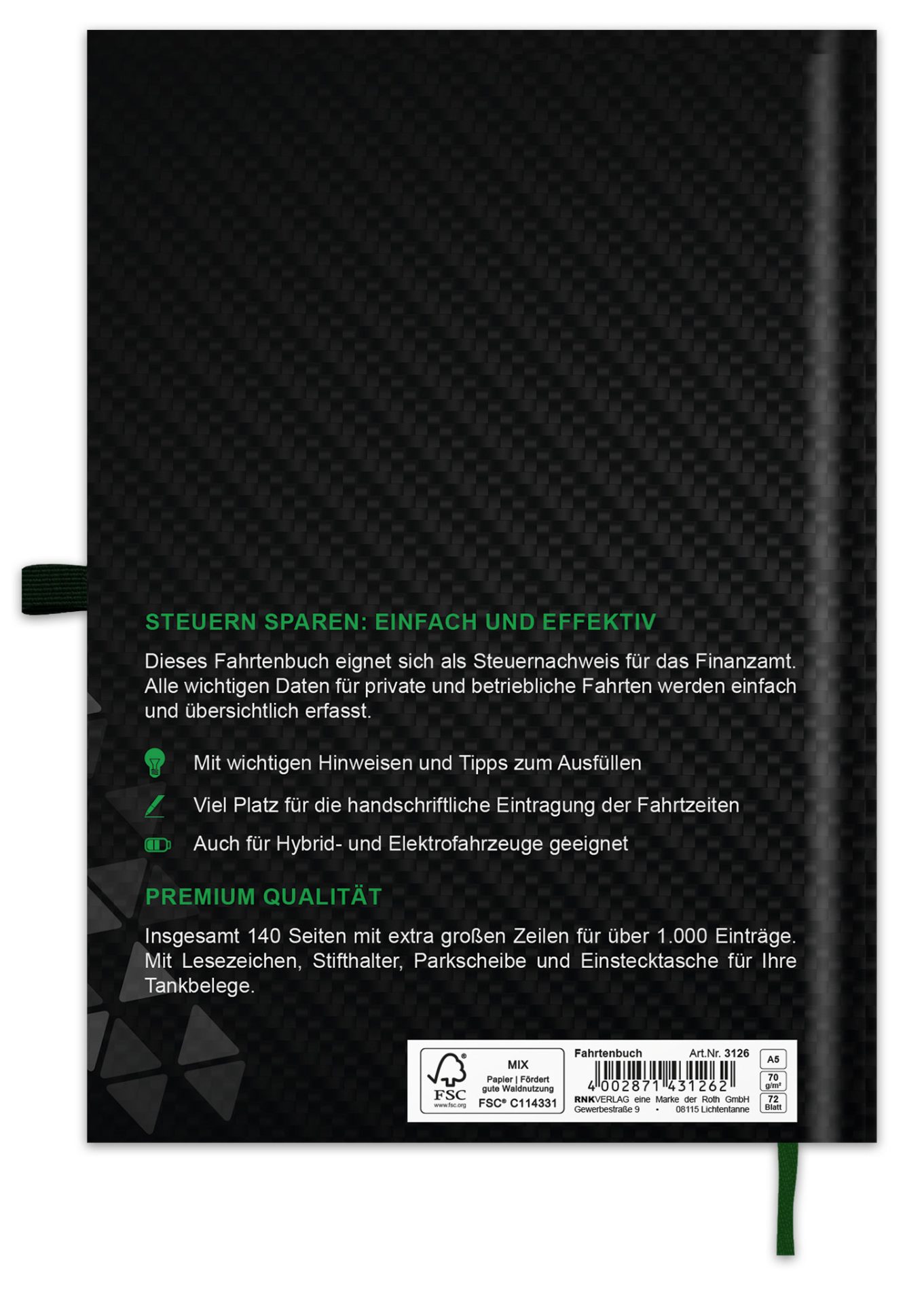 rnk-fahrtenbuch-pkw-a5-premium-hardcover-144-seiten-parkscheibe image 2