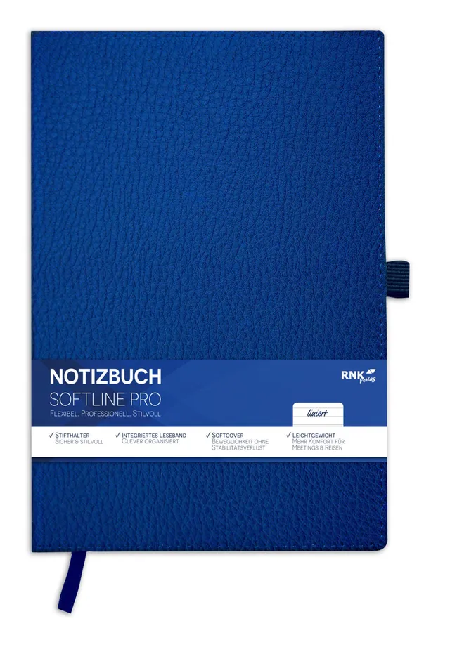 rnk-softline-pro-notizbuch-din-a4-liniert-blau-80-blatt image 1