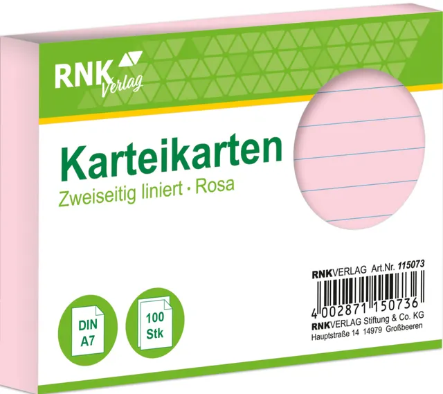 rnk-karteikarten-din-a7-rosa-liniert-100-st-ck-pastell image 1