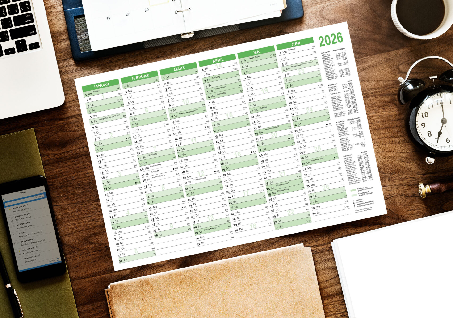rnk-tafelkalender-2026-din-a5-gr-n-25-st-ck-karton image 3