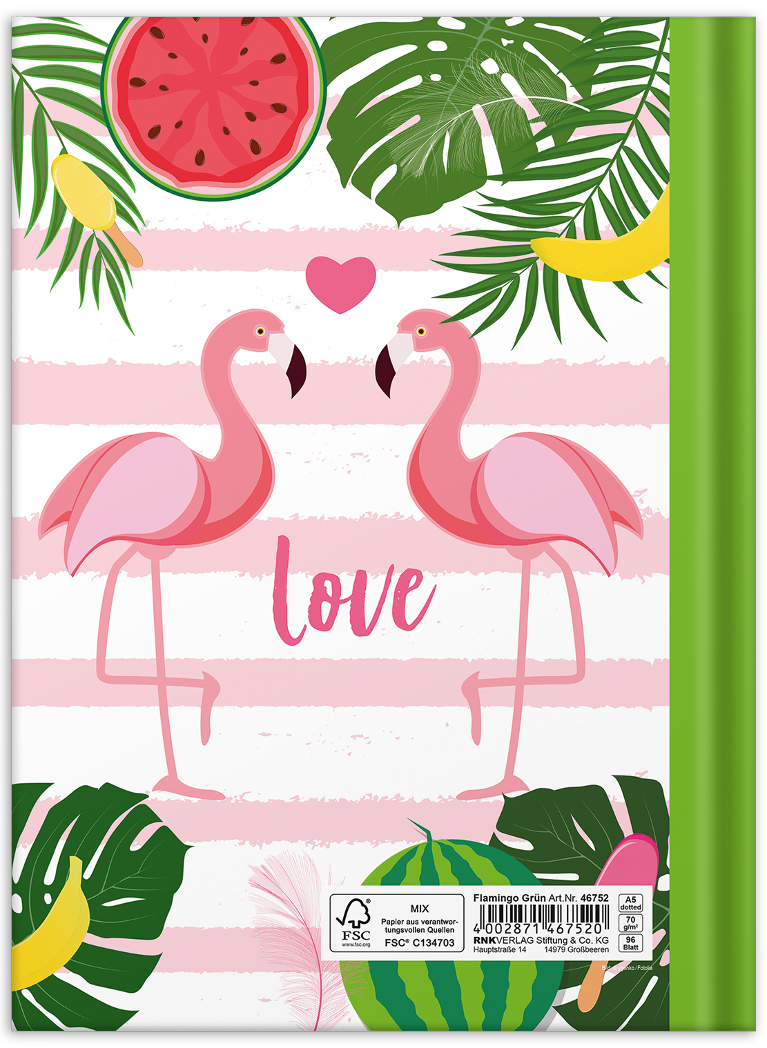rnk-notizbuch-flamingo-gr-n-a5-dotted-hardcover image 2