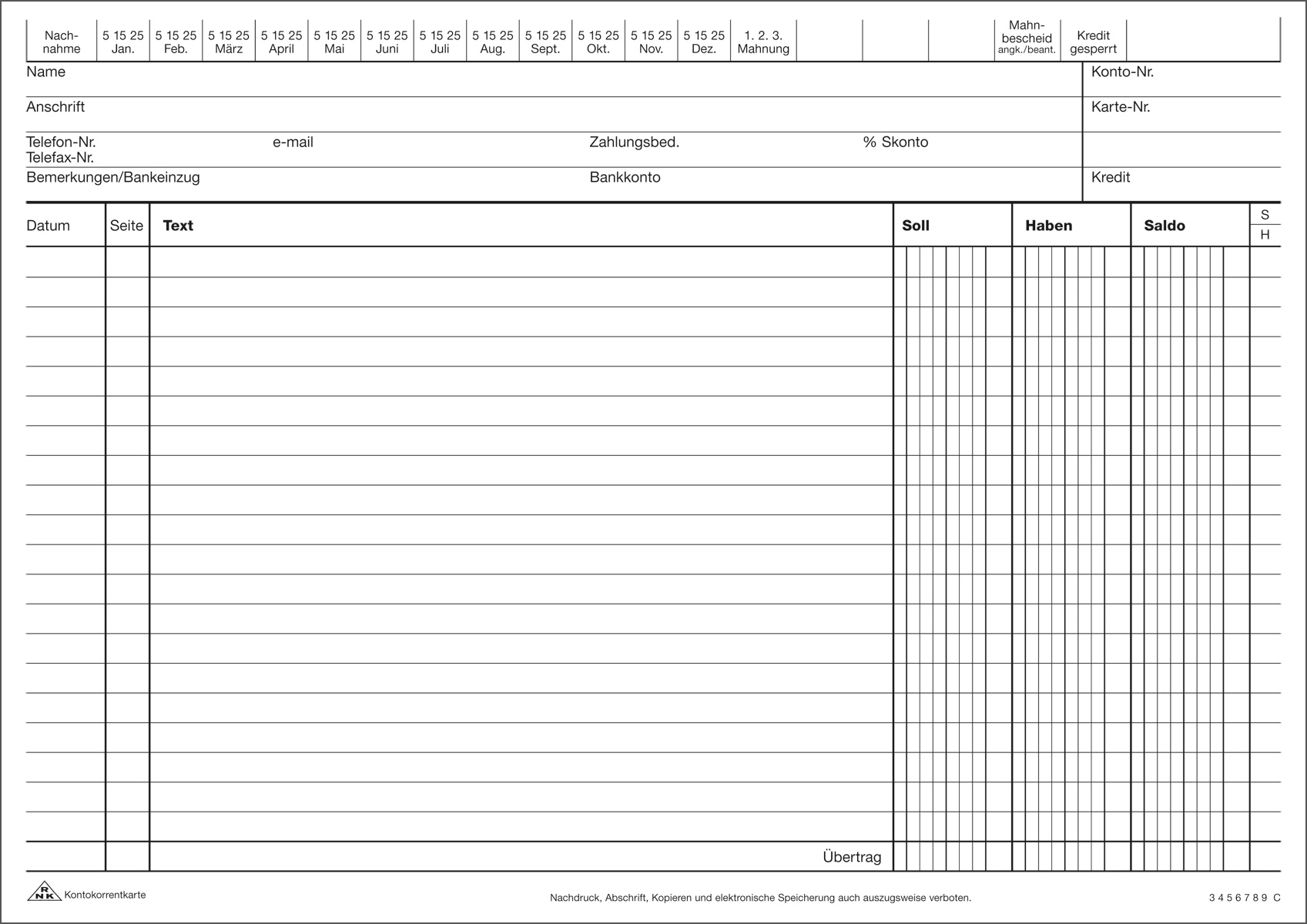 rnk-kontokorrentkarten-din-a5-100-st-ck-soll-haben-saldo image 1