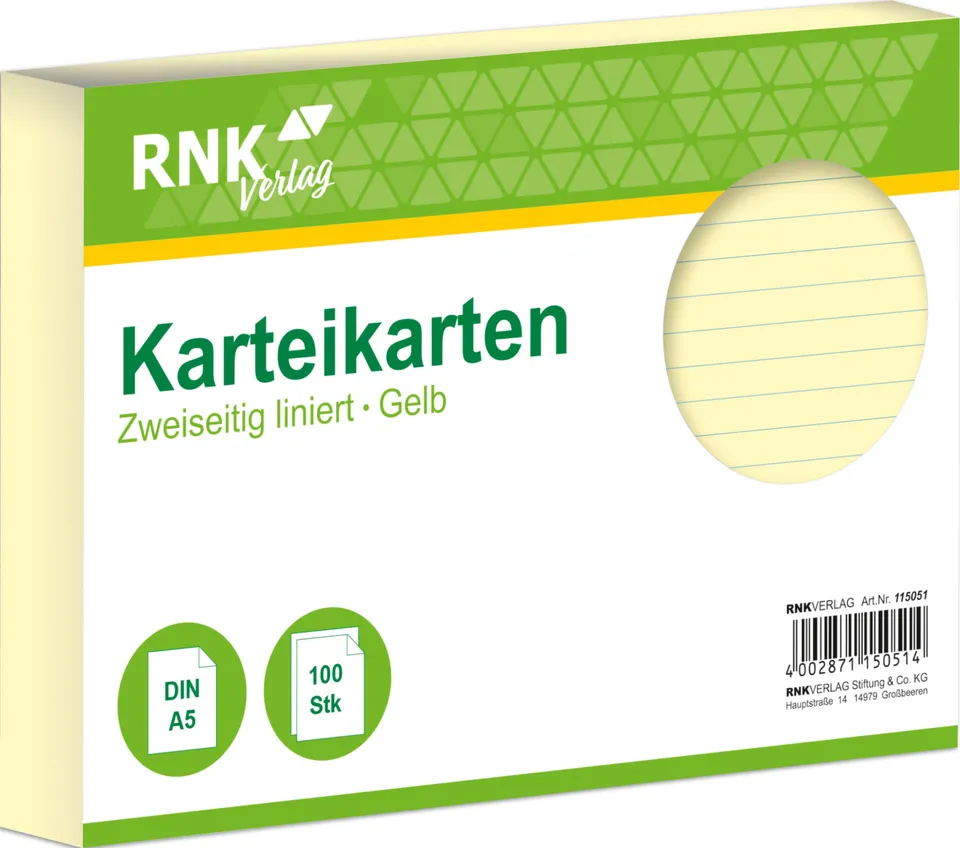 rnk-karteikarten-din-a5-gelb-liniert-100-st-ck image 1