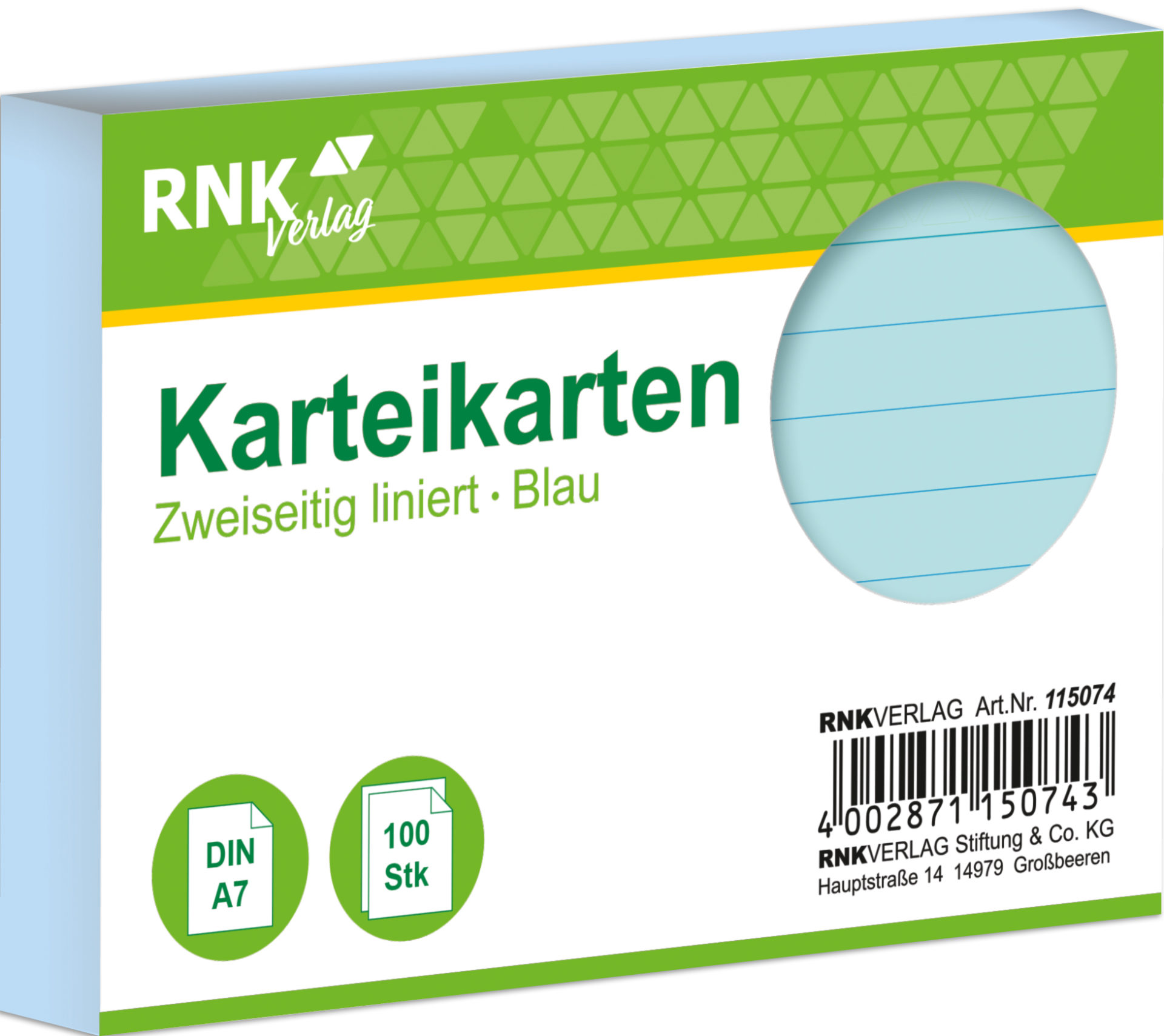 rnk-karteikarten-din-a7-blau-liniert-100-st-ck image 1
