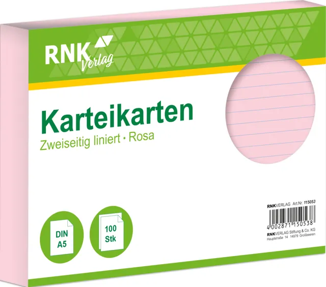 rnk-karteikarten-a5-rosa-liniert-100-st-ck image 1