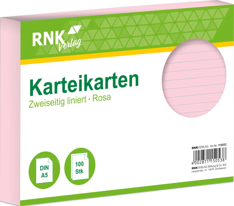 rnk-karteikarten-a5-rosa-liniert-100-st-ck image 1