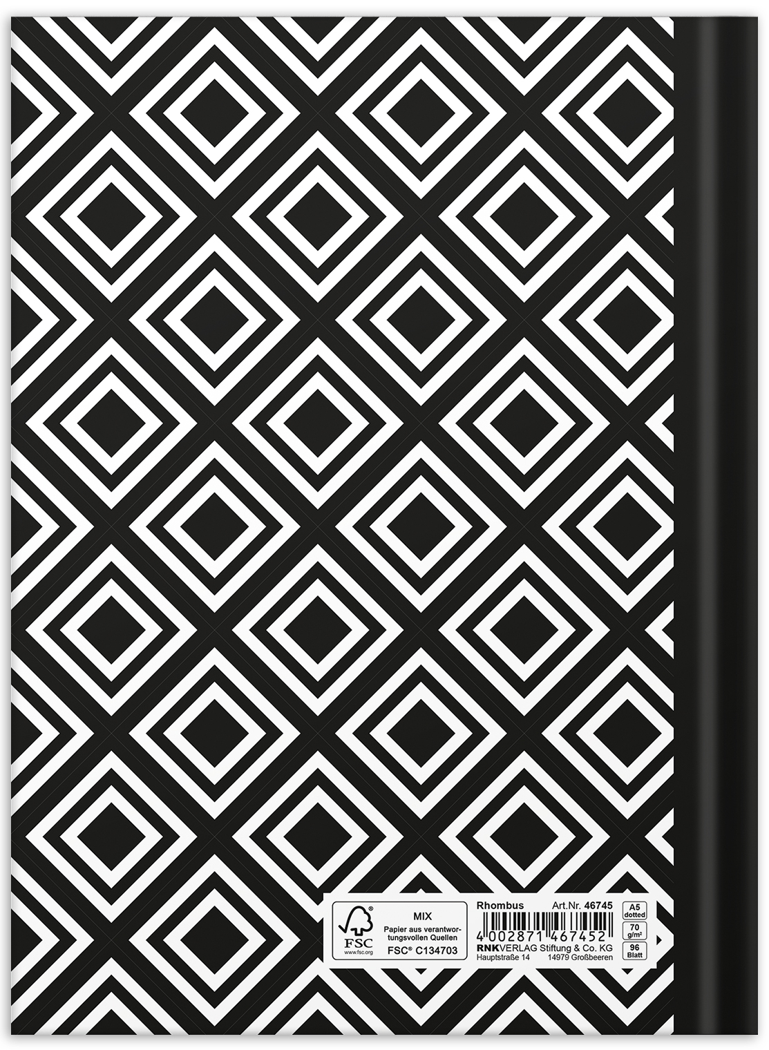 rnk-black-white-rhombus-notizbuch-dotted-a5-hardcover image 2