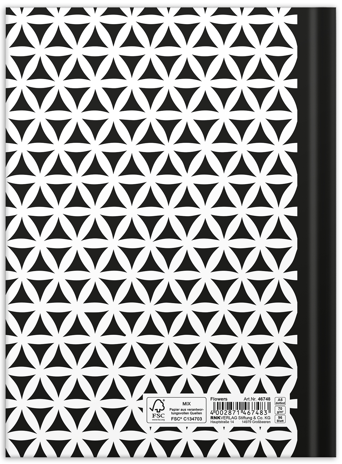 rnk-black-white-flowers-notizbuch-a5-dotted-hardcover image 2