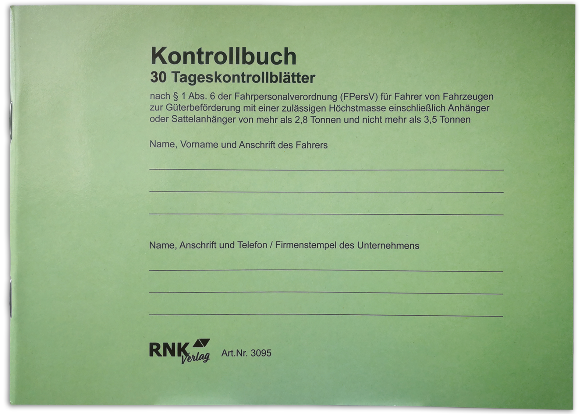 rnk-kontrollbuch-tageskontrollbl-tter-30-blatt-mit-nummerierung image 1
