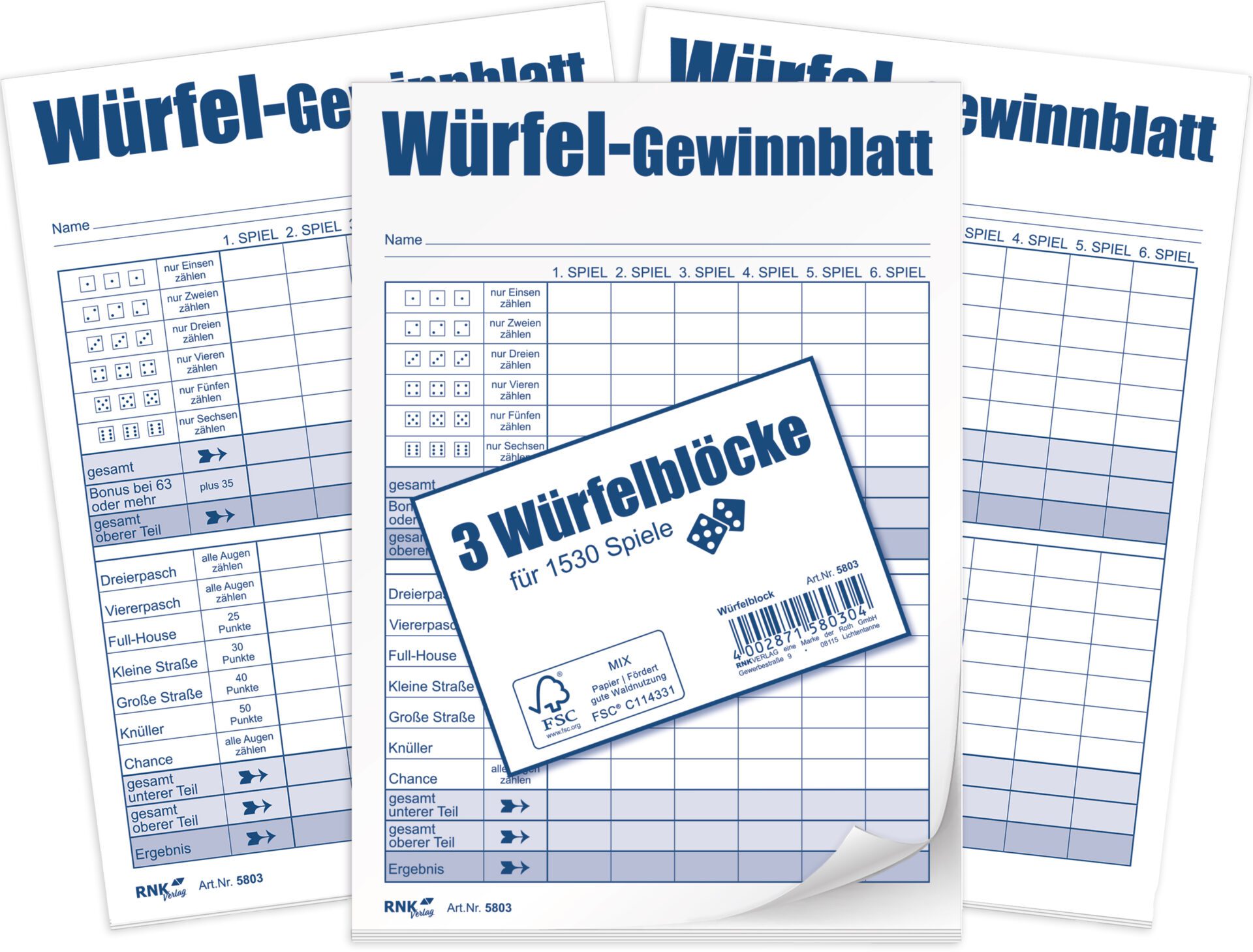 rnk-w-rfelspiel-gewinnblatt-din-a6-3x85-blatt-f-r-1530-spiele image 1