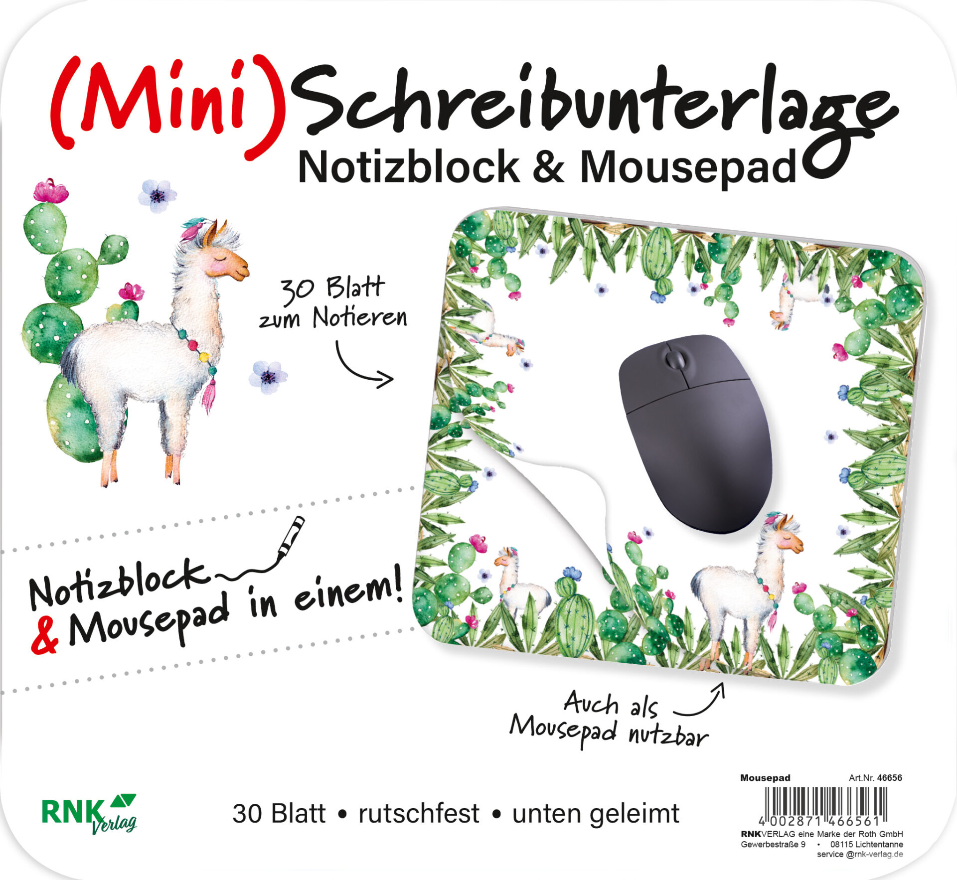 rnk-lama-mini-schreibunterlage-mousepad-block-30-blatt image 2