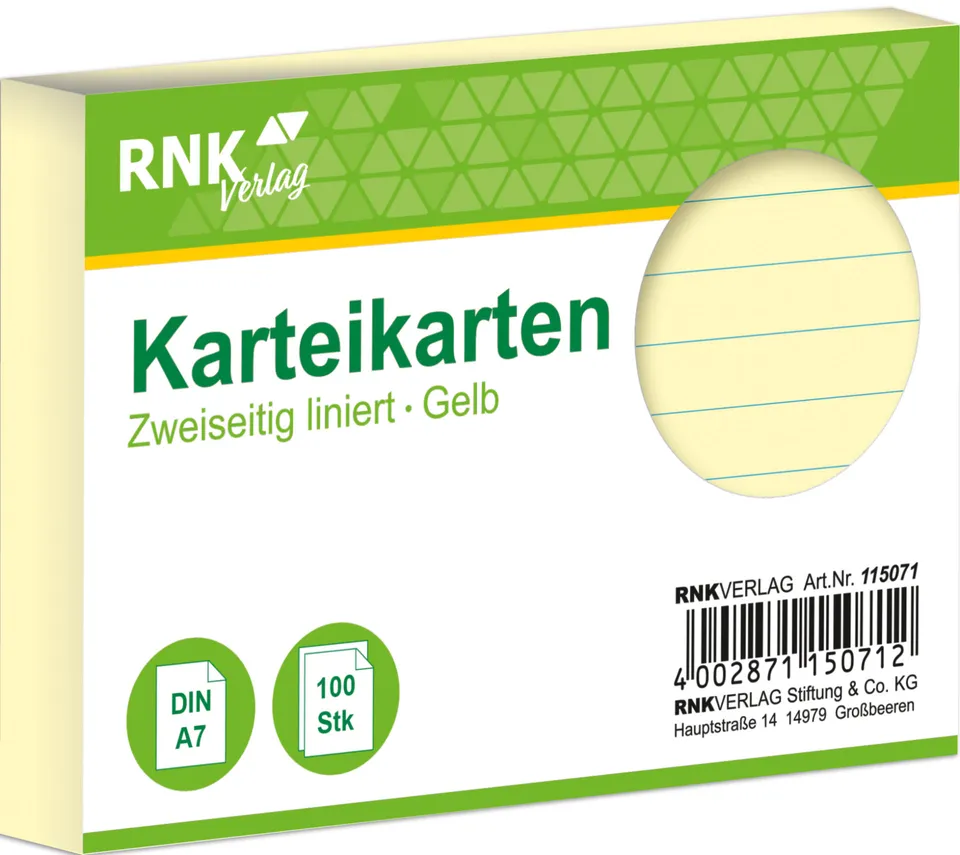 rnk-karteikarten-din-a7-gelb-liniert-100-st-ck image 1