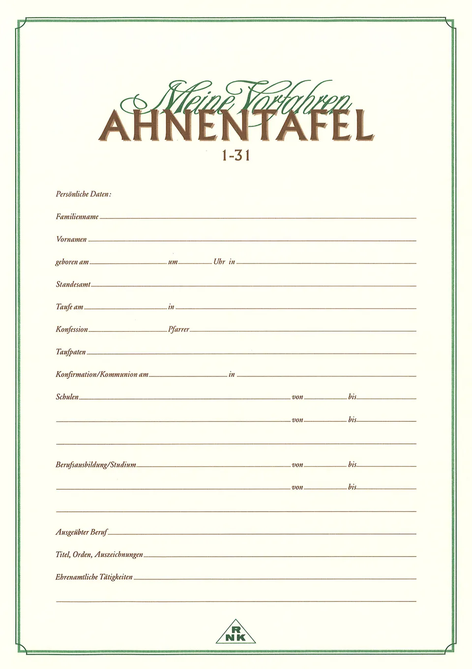 rnk-ahnentafel-meine-vorfahren-5-generationen-din-a3-1-st-ck image 1