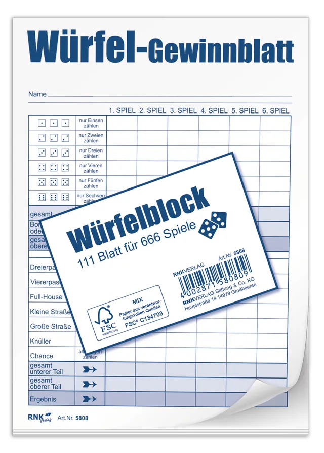 rnk-spiel-freizeit-w-rfelspiel-gewinnblatt-din-a6-111-blatt-f-r-666-spiele image 1