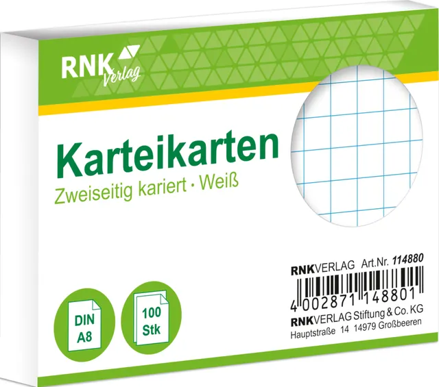rnk-karteikarten-din-a8-wei-kariert-100-st-ck image 1