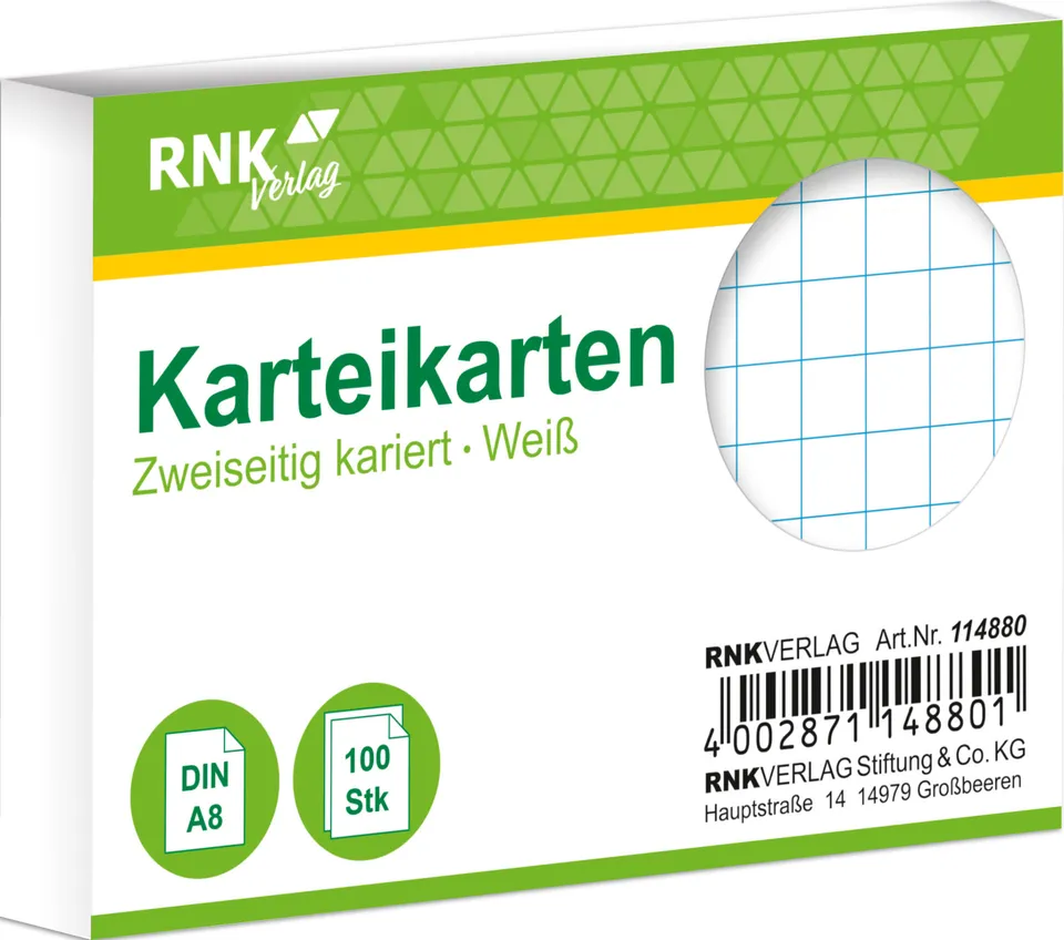 rnk-karteikarten-din-a8-wei-kariert-100-st-ck image 1