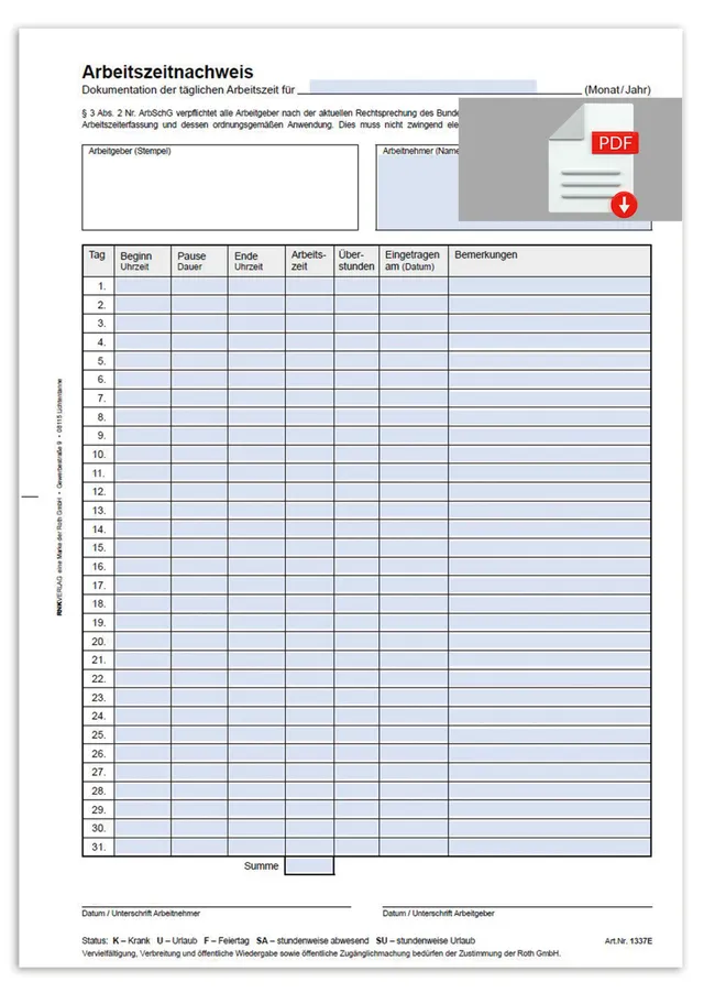 rnk-arbeitszeitnachweis-din-a4-block-24-blatt image 1