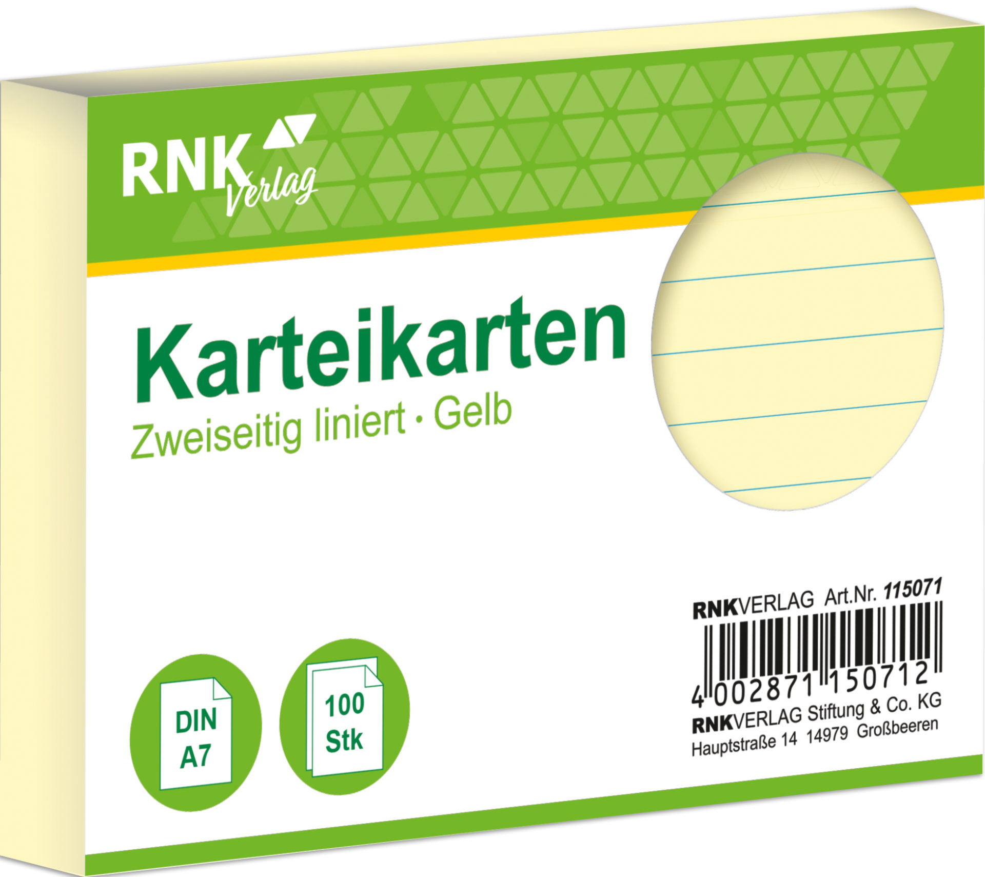 rnk-karteikarten-din-a7-gelb-liniert-100-st-ck image 1
