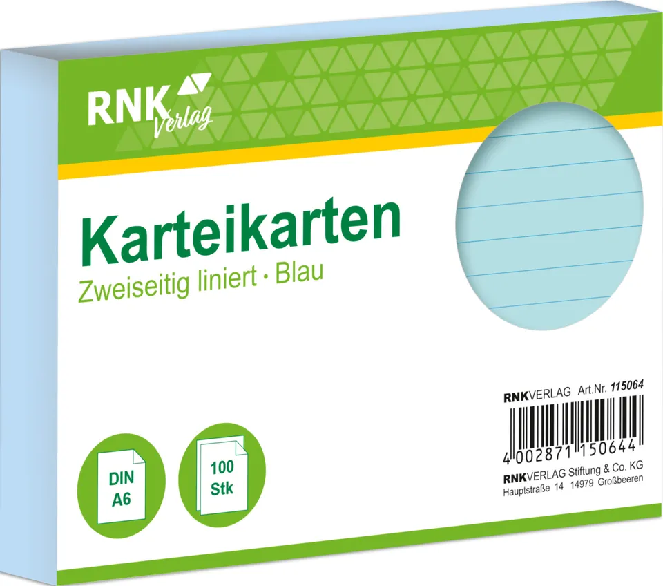 rnk-karteikarten-din-a6-blau-liniert-100-st-ck image 1