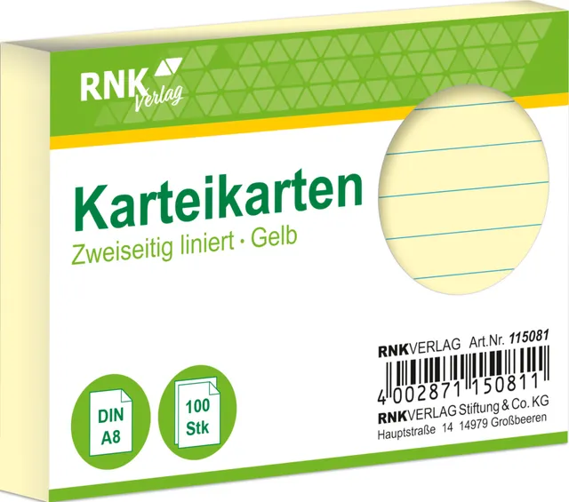 rnk-karteikarten-din-a8-gelb-liniert-100-st-ck-pastell image 1