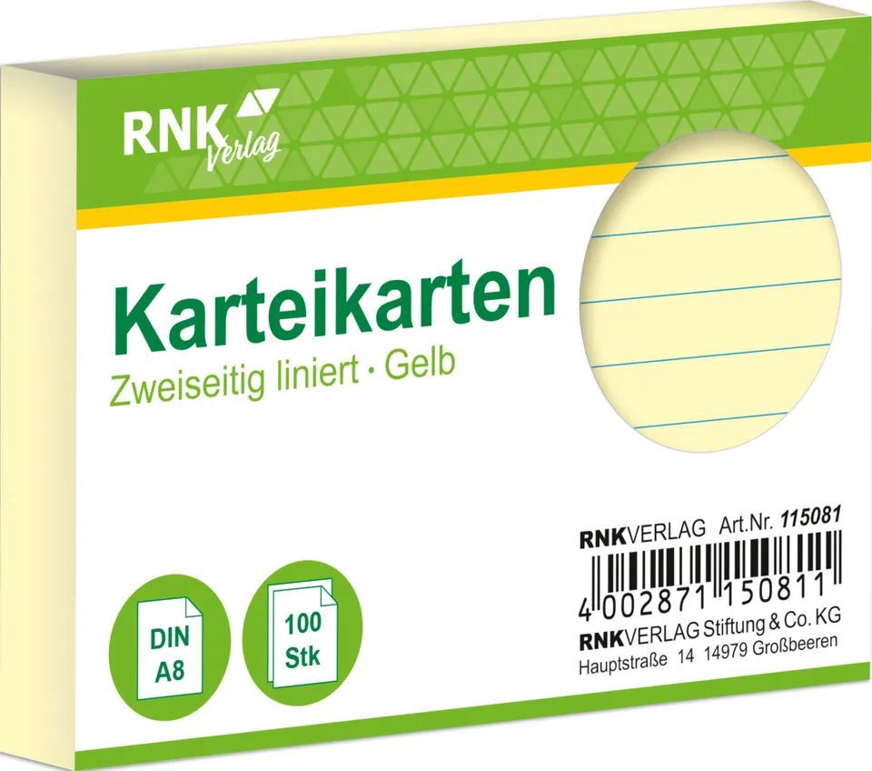 rnk-karteikarten-din-a8-gelb-liniert-100-st-ck-pastell image 1