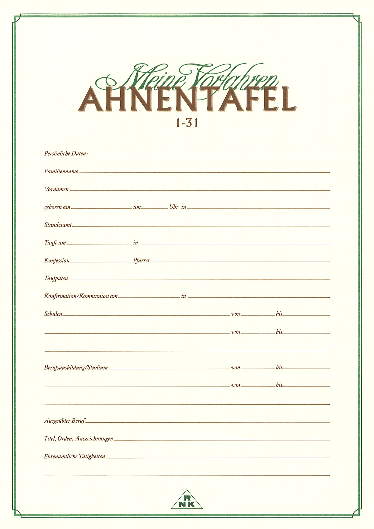 rnk-ahnentafel-meine-vorfahren-5-generationen-din-a3-1-st-ck image 1