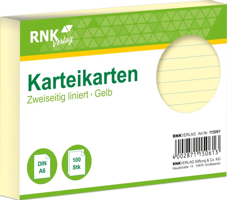 rnk-karteikarten-din-a6-gelb-liniert-100-st-ck image 1