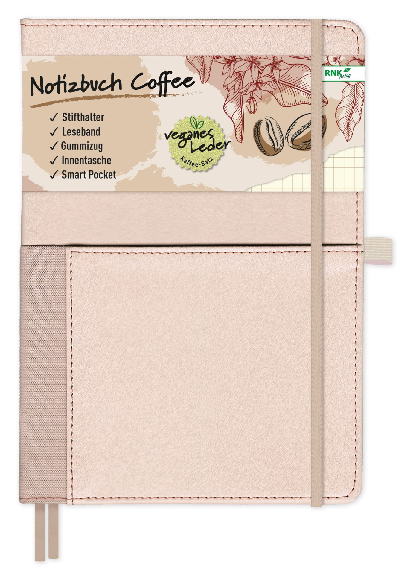 rnk-notizbuch-vegan-coffee-din-a5-kariert-beigerosa image 1